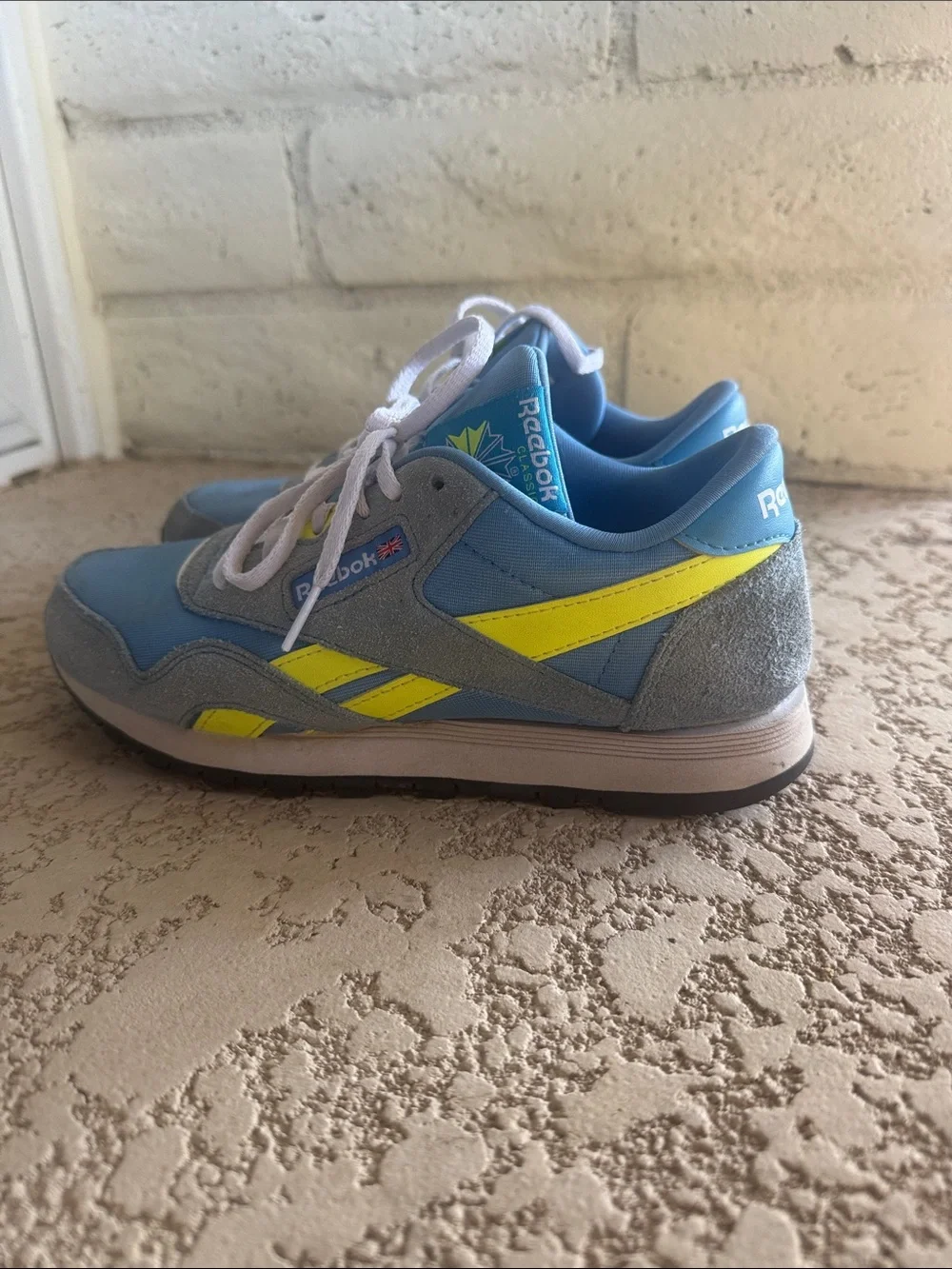 Reebok Kids Light Blue & Neon Yellow Retro Sneakers